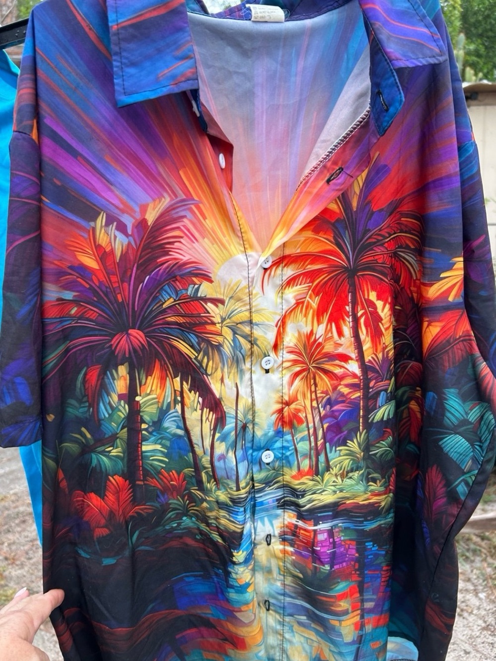 Vivid Tropical Sunset Button-Up Shirt